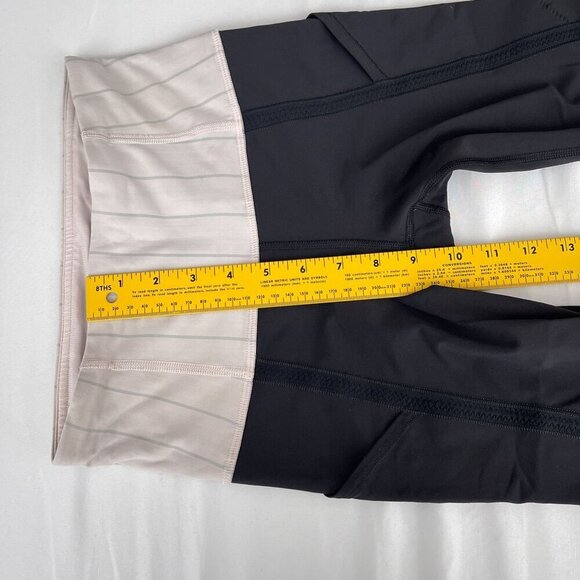 Lululemon Wunder Under Crop Luon Stripe Zip Waist Side Pockets Leggings Women 4 - Picture 9 of 12